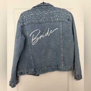 Pearl-Embellished Bride Denim Jacket